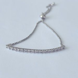 Macys Sterling Silver and Diamond and Bolo Bracelet